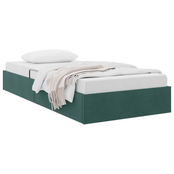 vidaXL Otomanový posteľný rám Tmavozelená 100 x 200 cm Zamat – Obrázok 3