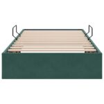 vidaXL Otomanový posteľný rám Tmavozelená 100 x 200 cm Zamat – Obrázok 7