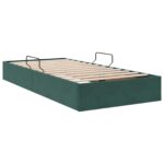 vidaXL Otomanový posteľný rám Tmavozelená 100 x 200 cm Zamat – Obrázok 9
