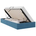 vidaXL Otomanový posteľný rám Tmavomodrá 100 x 200 cm Zamat – Obrázok 2