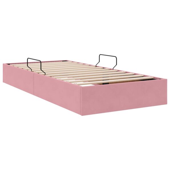 vidaXL Otomanový posteľný rám s úložiskom Ružová 100 x 200 cm Zamat – Obrázok 9