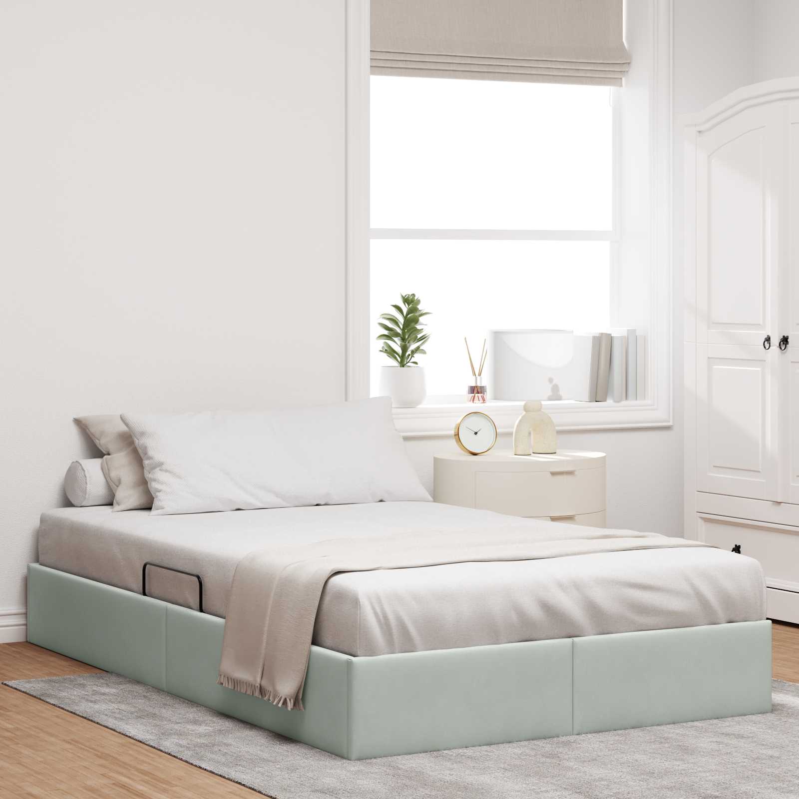 3442868_1.jpg vidaXL Otomanový posteľný rám Svetlosivá 120 x 190 cm Zamat – Obrázok 1
