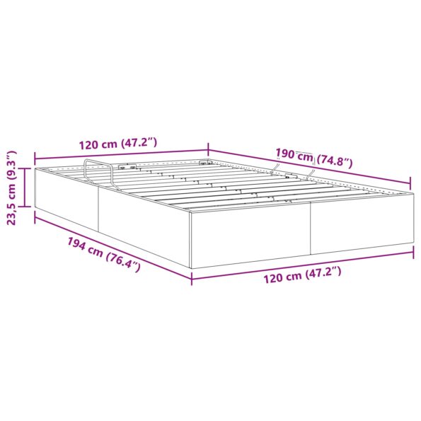 vidaXL Otomanový posteľný rám Svetlosivá 120 x 190 cm Zamat – Obrázok 13