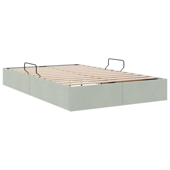 vidaXL Otomanový posteľný rám Svetlosivá 120 x 190 cm Zamat – Obrázok 5