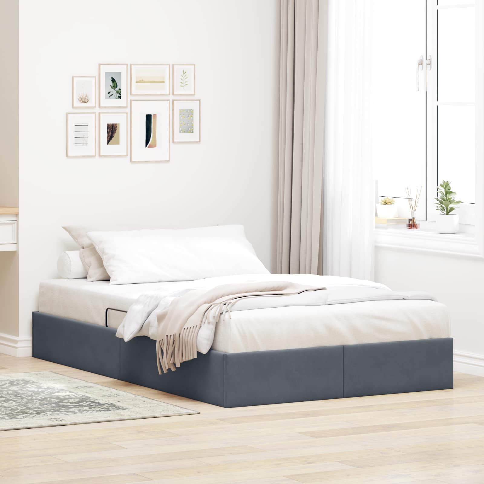 3442869_1.jpg vidaXL Otomanový posteľný rám Tmavo šedá 120 x 190 cm Zamat – Obrázok 1