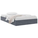 vidaXL Otomanový posteľný rám Tmavo šedá 120 x 190 cm Zamat – Obrázok 3