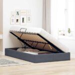 vidaXL Otomanový posteľný rám Tmavo šedá 120 x 190 cm Zamat – Obrázok 4