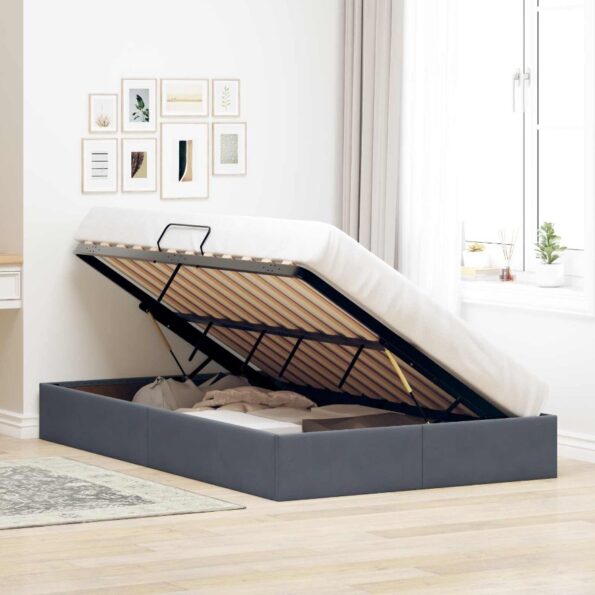 vidaXL Otomanový posteľný rám Tmavo šedá 120 x 190 cm Zamat – Obrázok 4