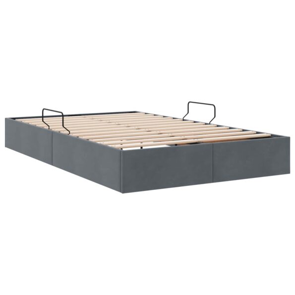 vidaXL Otomanový posteľný rám Tmavo šedá 120 x 190 cm Zamat – Obrázok 5