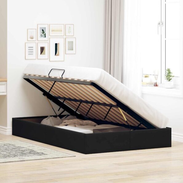 vidaXL Otomanový posteľný rám s úložiskom Čierny 120 x 190 cm Zamat – Obrázok 4