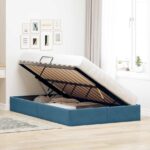 vidaXL Otomanový posteľný rám Tmavomodrá 120 x 190 cm Zamat – Obrázok 4