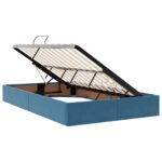 vidaXL Otomanový posteľný rám Tmavomodrá 120 x 190 cm Zamat – Obrázok 6