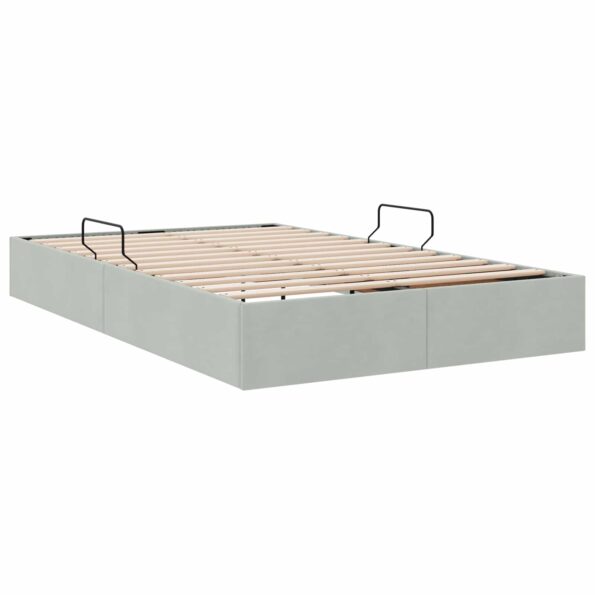 vidaXL Otomanový posteľný rám Svetlosivá 120 x 200 cm Zamat – Obrázok 9