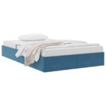vidaXL Otomanový posteľný rám Tmavomodrá 120 x 200 cm Zamat – Obrázok 3