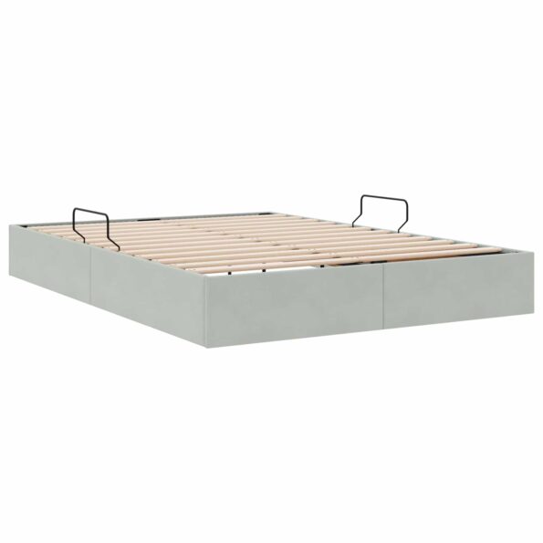 vidaXL Otomanový posteľný rám Svetlosivá 140 x 190 cm Zamat – Obrázok 5