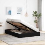 vidaXL Otomanový posteľný rám s úložiskom Čierny 140 x 190 cm Zamat – Obrázok 4