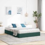 vidaXL Otomanový posteľný rám Tmavozelená 140 x 190 cm Zamat