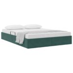 vidaXL Otomanový posteľný rám Tmavozelená 140 x 190 cm Zamat – Obrázok 3