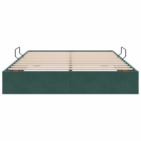 vidaXL Otomanový posteľný rám Tmavozelená 140 x 190 cm Zamat – Obrázok 7