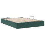 vidaXL Otomanový posteľný rám Tmavozelená 140 x 190 cm Zamat – Obrázok 9