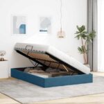 vidaXL Otomanový posteľný rám Tmavomodrá 140 x 190 cm Zamat – Obrázok 4