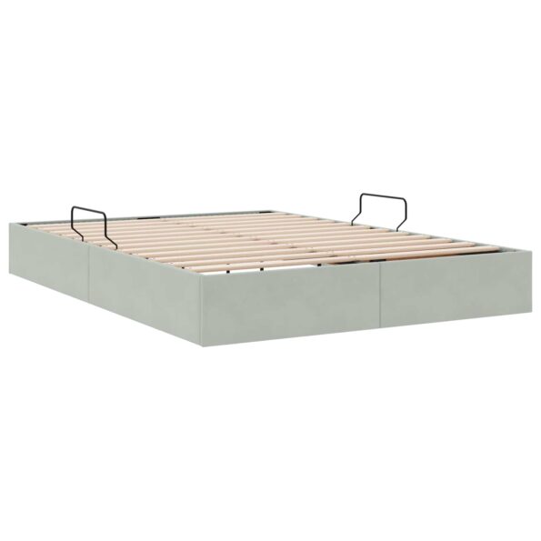 vidaXL Otomanový posteľný rám Svetlosivá 140 x 200 cm Zamat – Obrázok 9