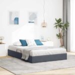 vidaXL Otomanový posteľný rám Tmavo šedá 140 x 200 cm Zamat