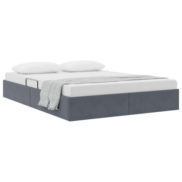 vidaXL Otomanový posteľný rám Tmavo šedá 140 x 200 cm Zamat – Obrázok 3