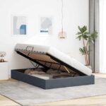 vidaXL Otomanový posteľný rám Tmavo šedá 140 x 200 cm Zamat – Obrázok 4