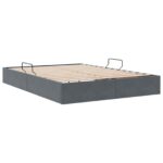 vidaXL Otomanový posteľný rám Tmavo šedá 140 x 200 cm Zamat – Obrázok 5