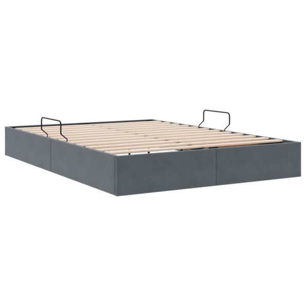 vidaXL Otomanový posteľný rám Tmavo šedá 140 x 200 cm Zamat – Obrázok 5