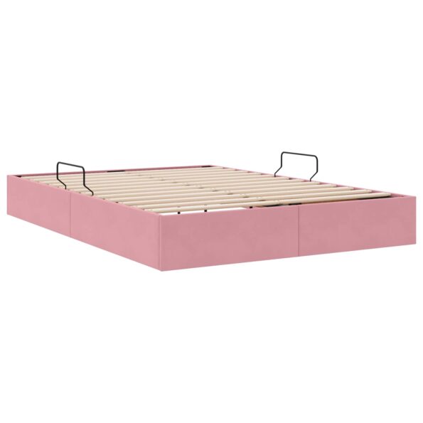 vidaXL Otomanový posteľný rám s úložiskom Ružová 140 x 200 cm Zamat – Obrázok 5