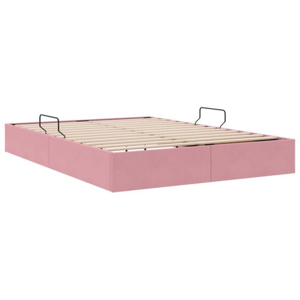 vidaXL Otomanový posteľný rám s úložiskom Ružová 140 x 200 cm Zamat – Obrázok 9