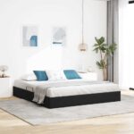 vidaXL Otomanový posteľný rám s úložiskom Čierny 160 x 200 cm Zamat
