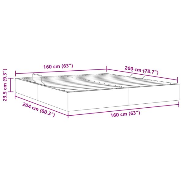 vidaXL Otomanový posteľný rám s úložiskom Čierny 160 x 200 cm Zamat – Obrázok 13