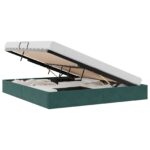 vidaXL Otomanový posteľný rám Tmavozelená 160 x 200 cm Zamat – Obrázok 2