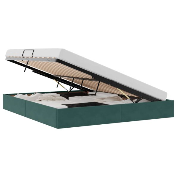 vidaXL Otomanový posteľný rám Tmavozelená 160 x 200 cm Zamat – Obrázok 2