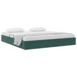 vidaXL Otomanový posteľný rám Tmavozelená 160 x 200 cm Zamat – Obrázok 3
