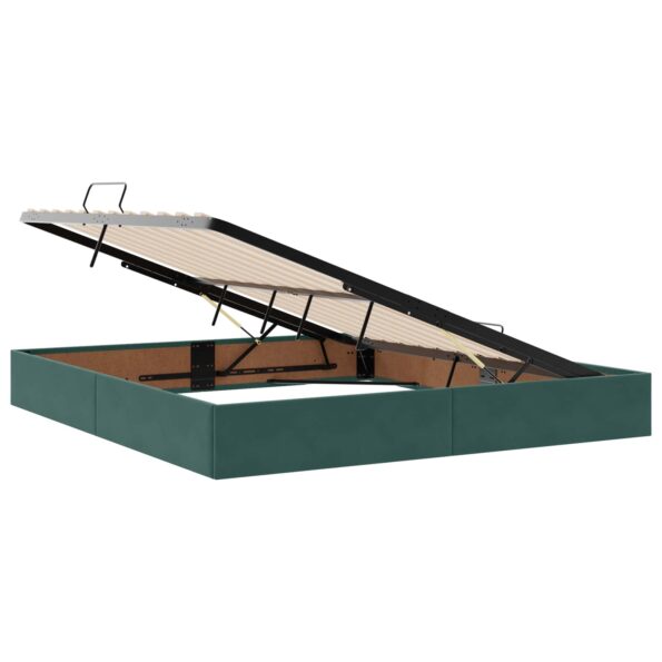 vidaXL Otomanový posteľný rám Tmavozelená 160 x 200 cm Zamat – Obrázok 6