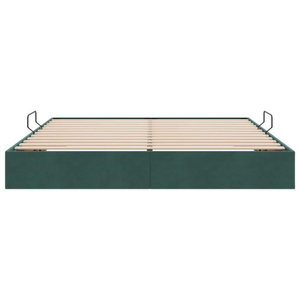 vidaXL Otomanový posteľný rám Tmavozelená 160 x 200 cm Zamat – Obrázok 7