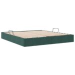 vidaXL Otomanový posteľný rám Tmavozelená 160 x 200 cm Zamat – Obrázok 9