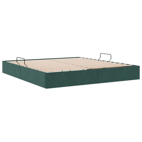vidaXL Otomanový posteľný rám Tmavozelená 160 x 200 cm Zamat – Obrázok 9