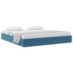 vidaXL Otomanový posteľný rám Tmavomodrá 160 x 200 cm Zamat – Obrázok 3