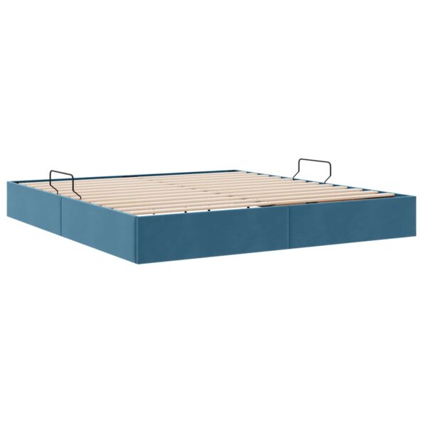 vidaXL Otomanový posteľný rám Tmavomodrá 160 x 200 cm Zamat – Obrázok 5