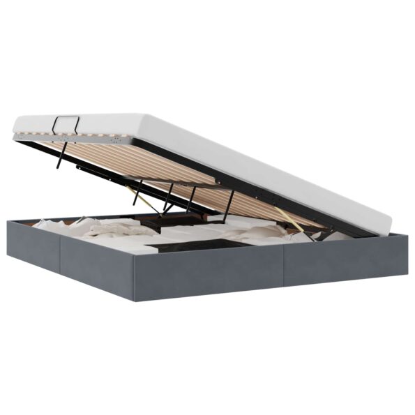 vidaXL Otomanový posteľný rám Tmavo šedá 180 x 200 cm Zamat – Obrázok 2