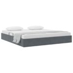vidaXL Otomanový posteľný rám Tmavo šedá 180 x 200 cm Zamat – Obrázok 3