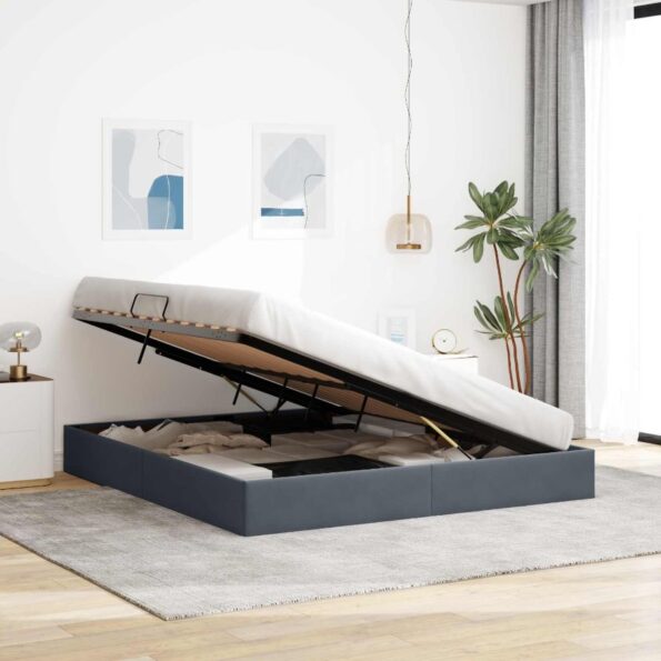 vidaXL Otomanový posteľný rám Tmavo šedá 180 x 200 cm Zamat – Obrázok 4