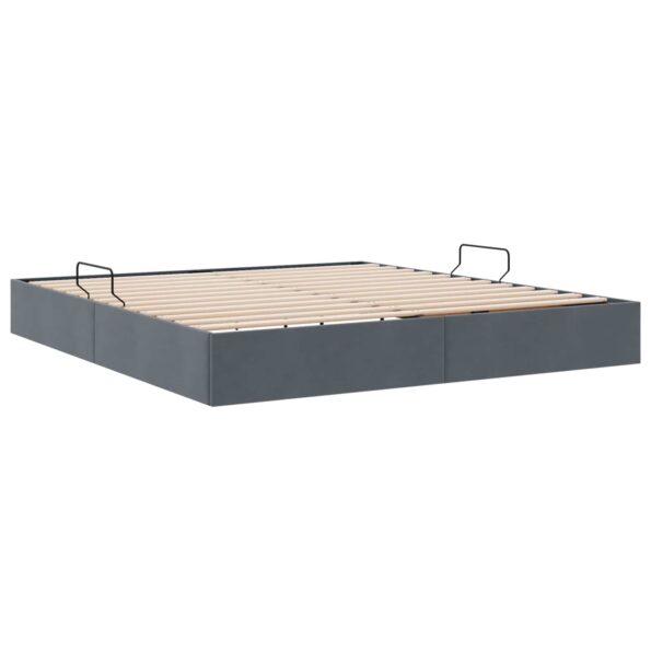 vidaXL Otomanový posteľný rám Tmavo šedá 180 x 200 cm Zamat – Obrázok 5