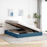 vidaXL Otomanový posteľný rám Tmavomodrá 180 x 200 cm Zamat – Obrázok 4