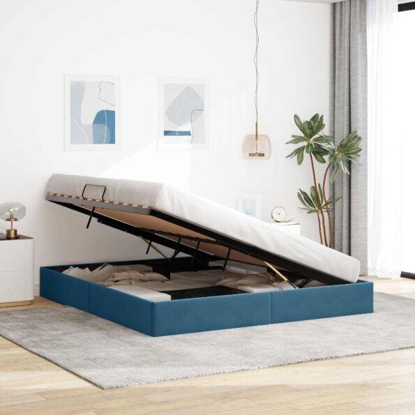 vidaXL Otomanový posteľný rám Tmavomodrá 180 x 200 cm Zamat – Obrázok 4